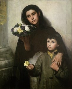 「きれいな花の束を購入する」、1883 作： George Morton